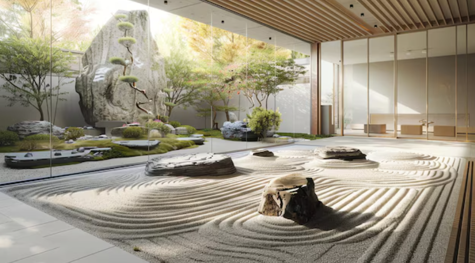 Zen garden with minimalist design